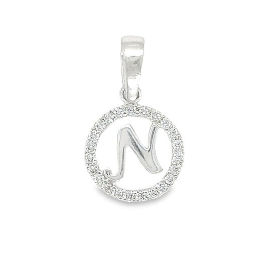 D823 Letter N CZ Pave Pendant