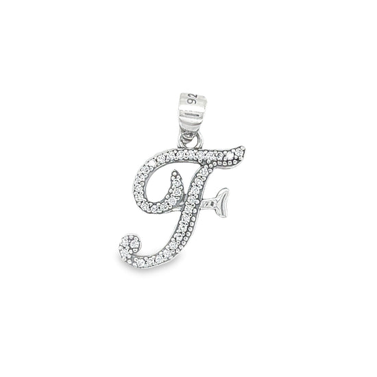 D775 Letter F CZ Pave Pendant