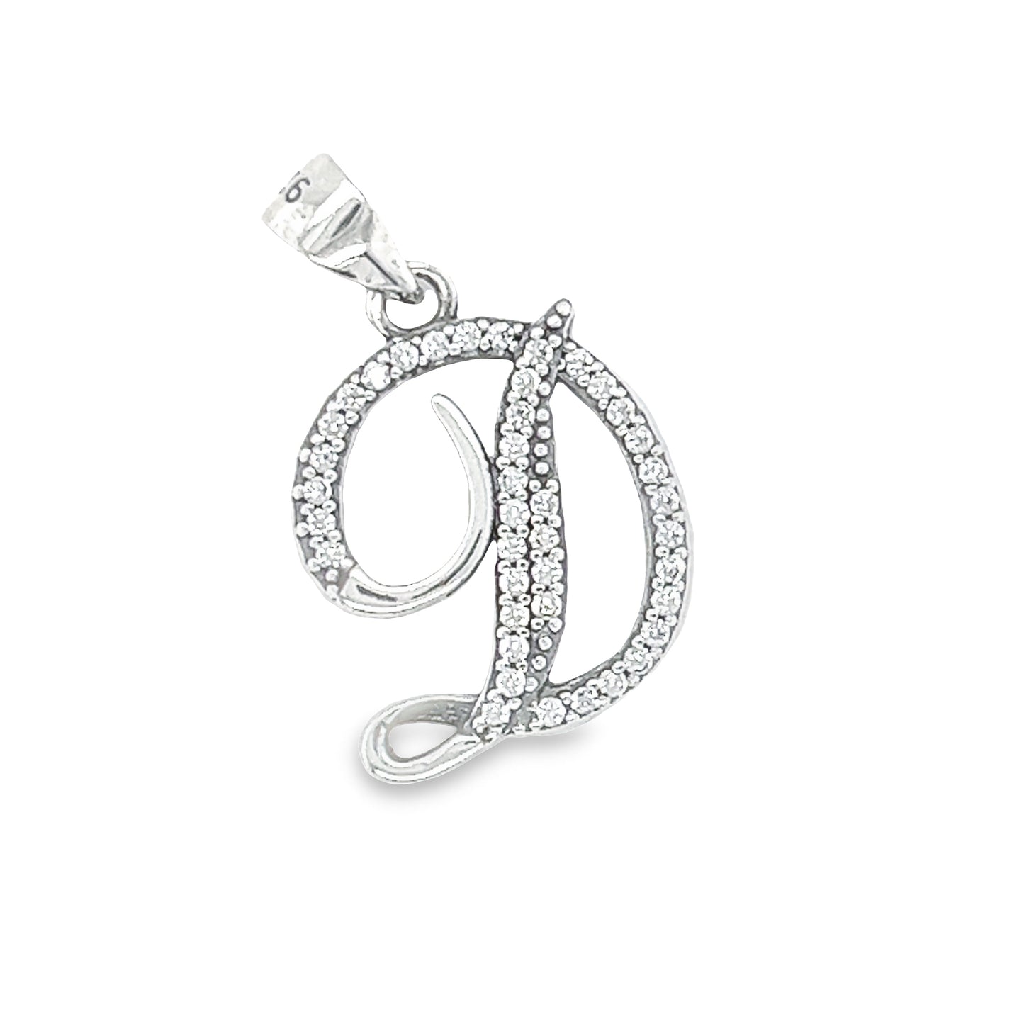 D777 Letter D CZ Pave Pendant