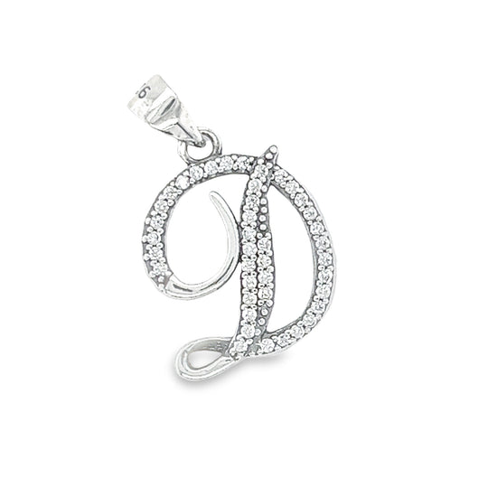 D777 Letter D CZ Pave Pendant