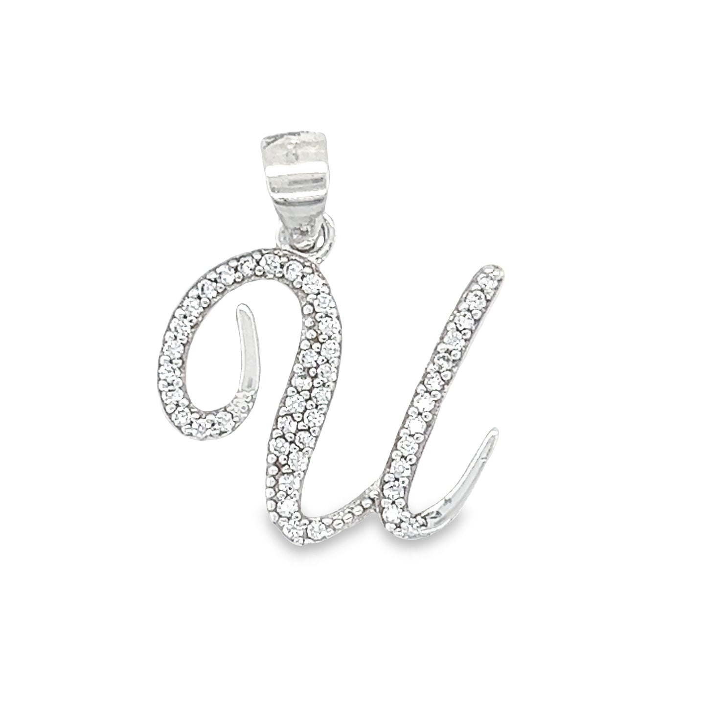 D778 Letter U CZ Pave Pendant