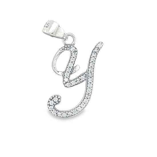 D772 Letter Y CZ Pave Pendant