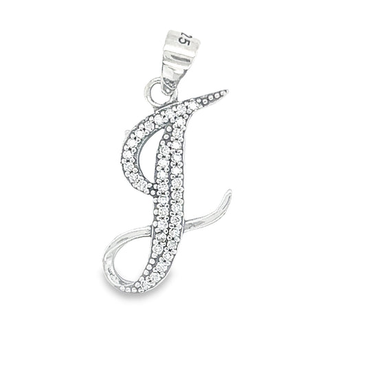 D771 Letter J CZ Pave Pendant