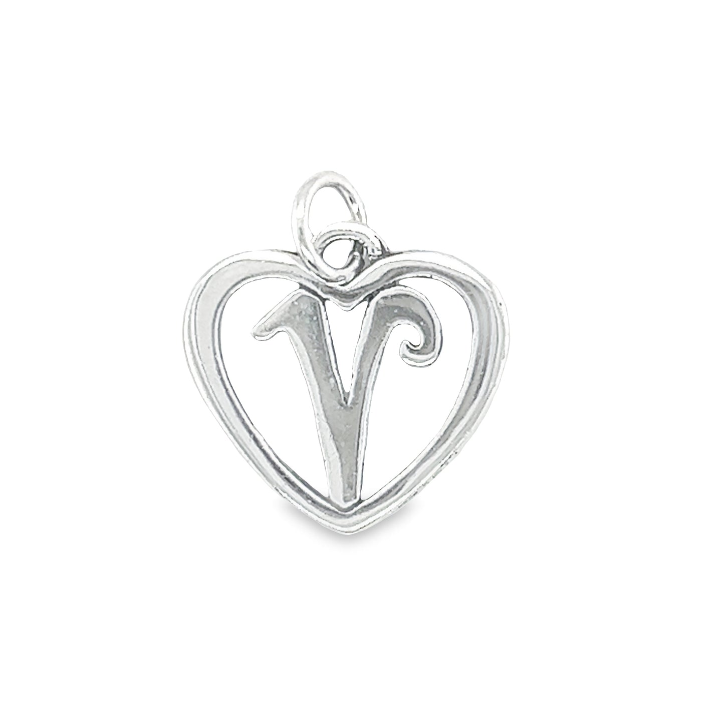 D744 Letter V Heart Pendant