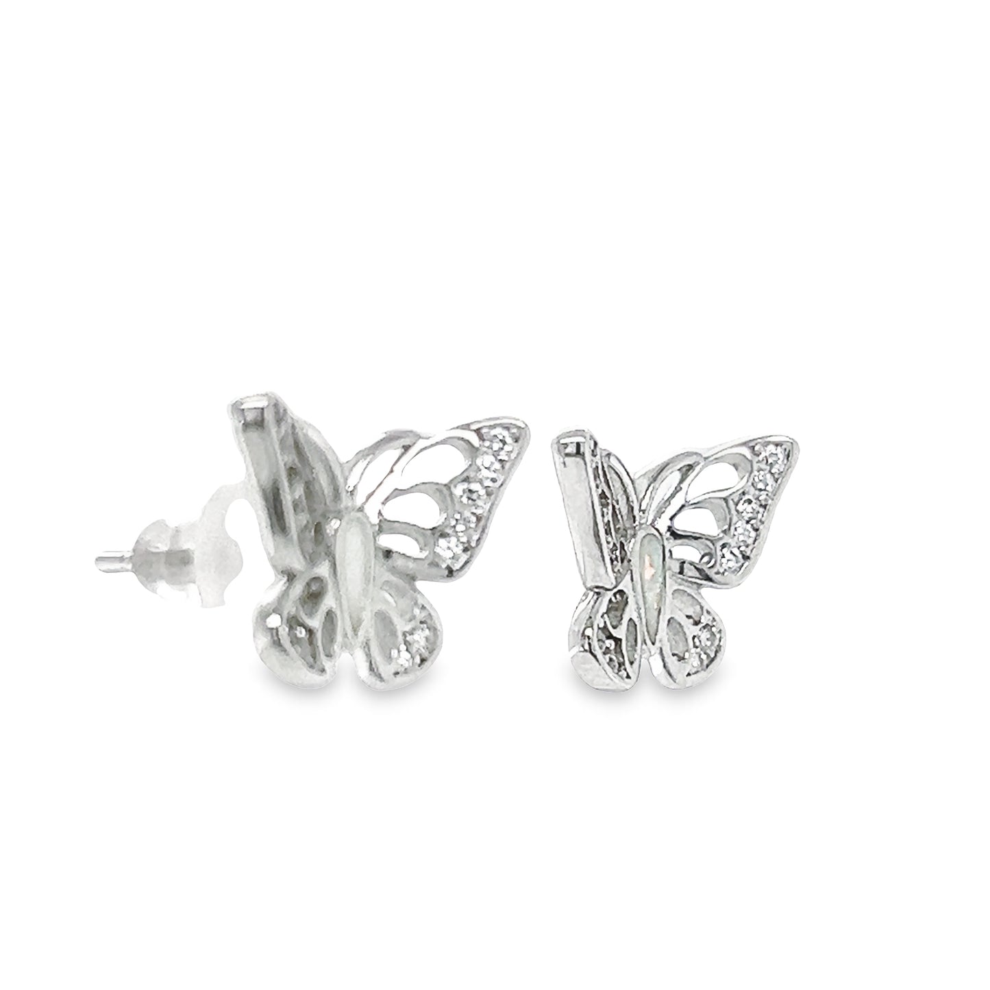 A806 Butterfly with opal stone Post Earrings