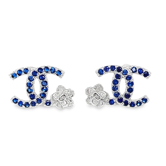 A808 Blue C Post Earrings