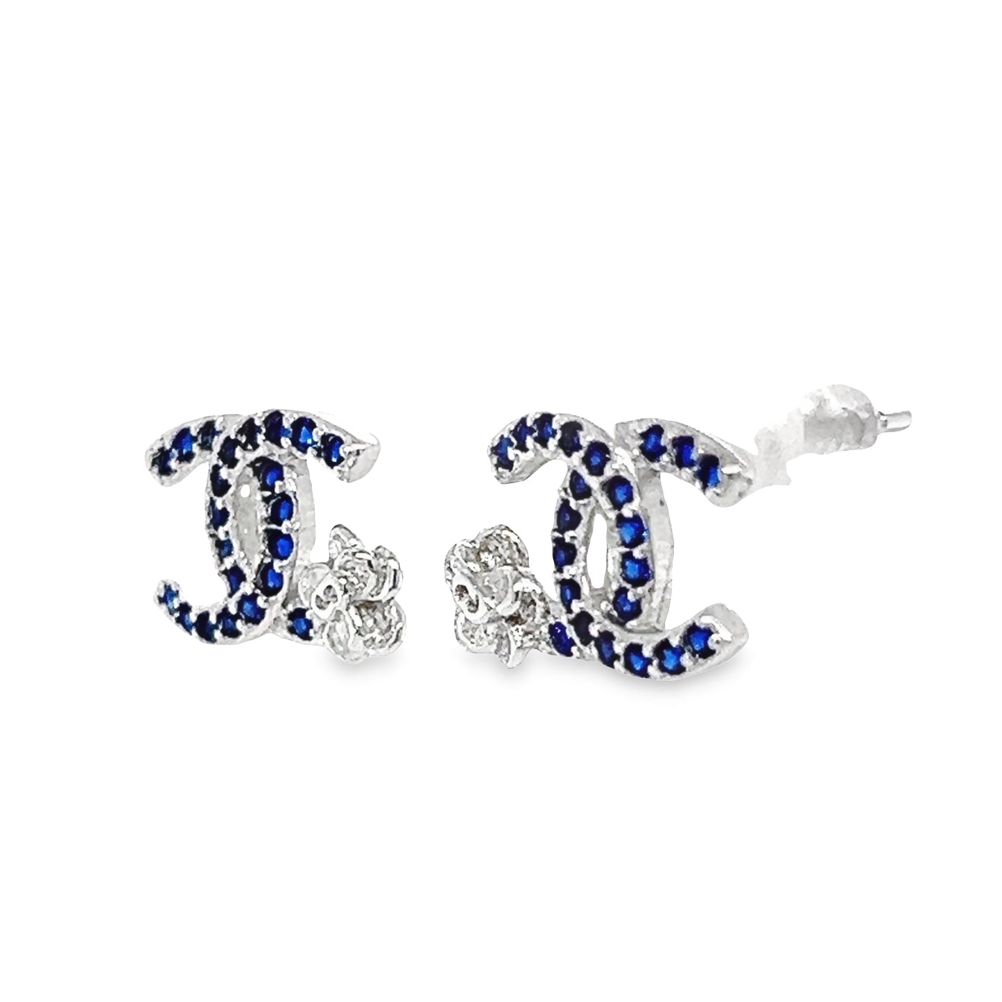 A808 Blue C Post Earrings