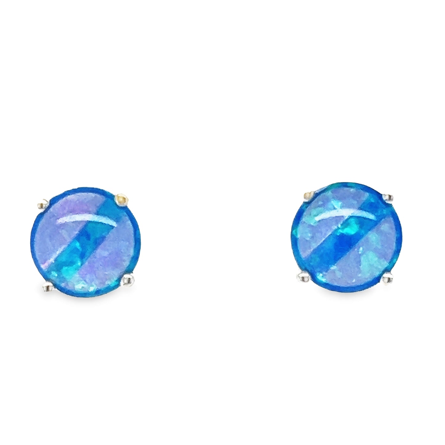 A809 Blue Opal Stone Post Earrings