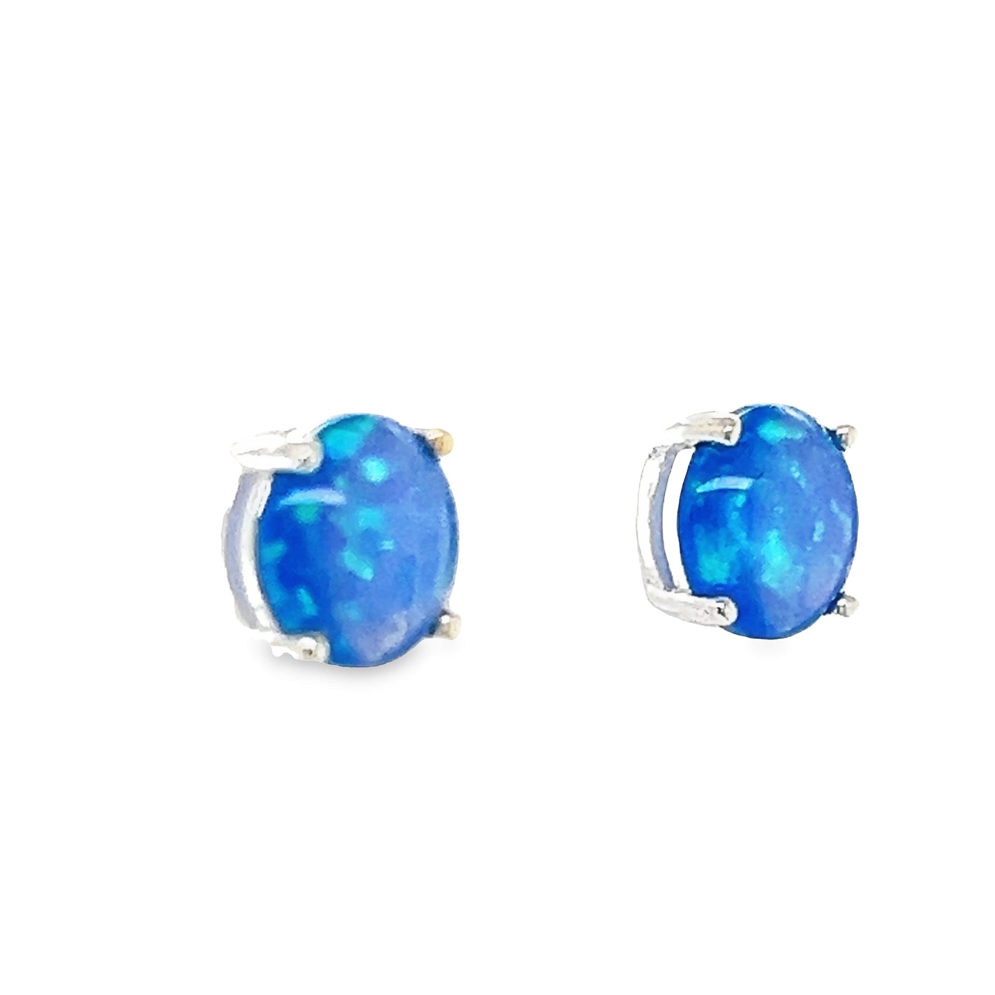 A809 Blue Opal Stone Post Earrings