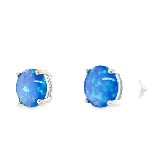 A809 Blue Opal Stone Post Earrings