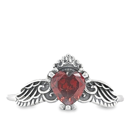 R9048 Anillo ala corazón rojo