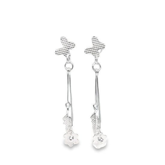 Pendientes Largos Flor Pluma P530