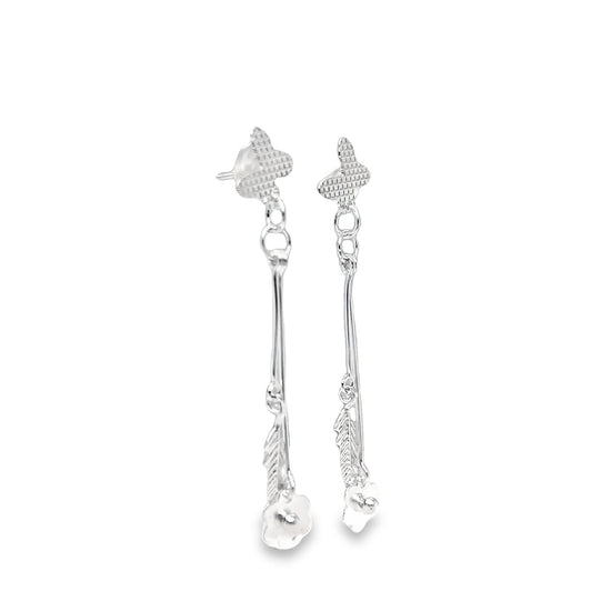 Pendientes Largos Flor Pluma P530