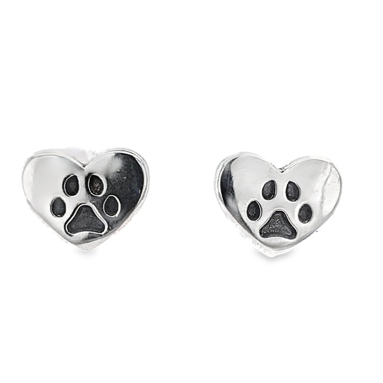 A820 Pet Paw Heart Post Earrings