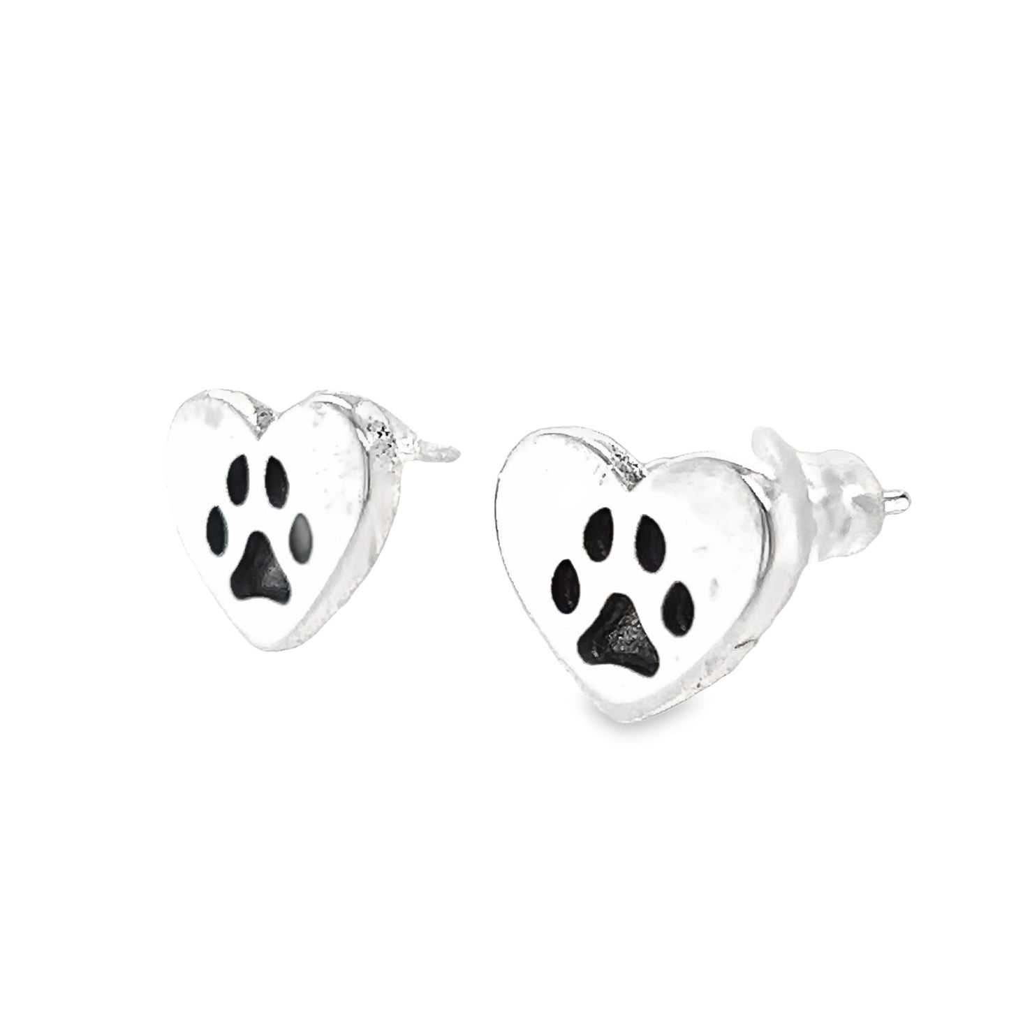 A820 Pet Paw Heart Post Earrings