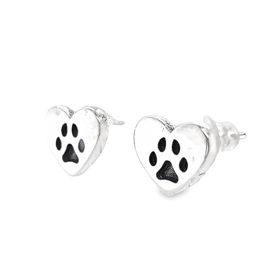 A820 Pendientes con forma de corazón y pata de mascota