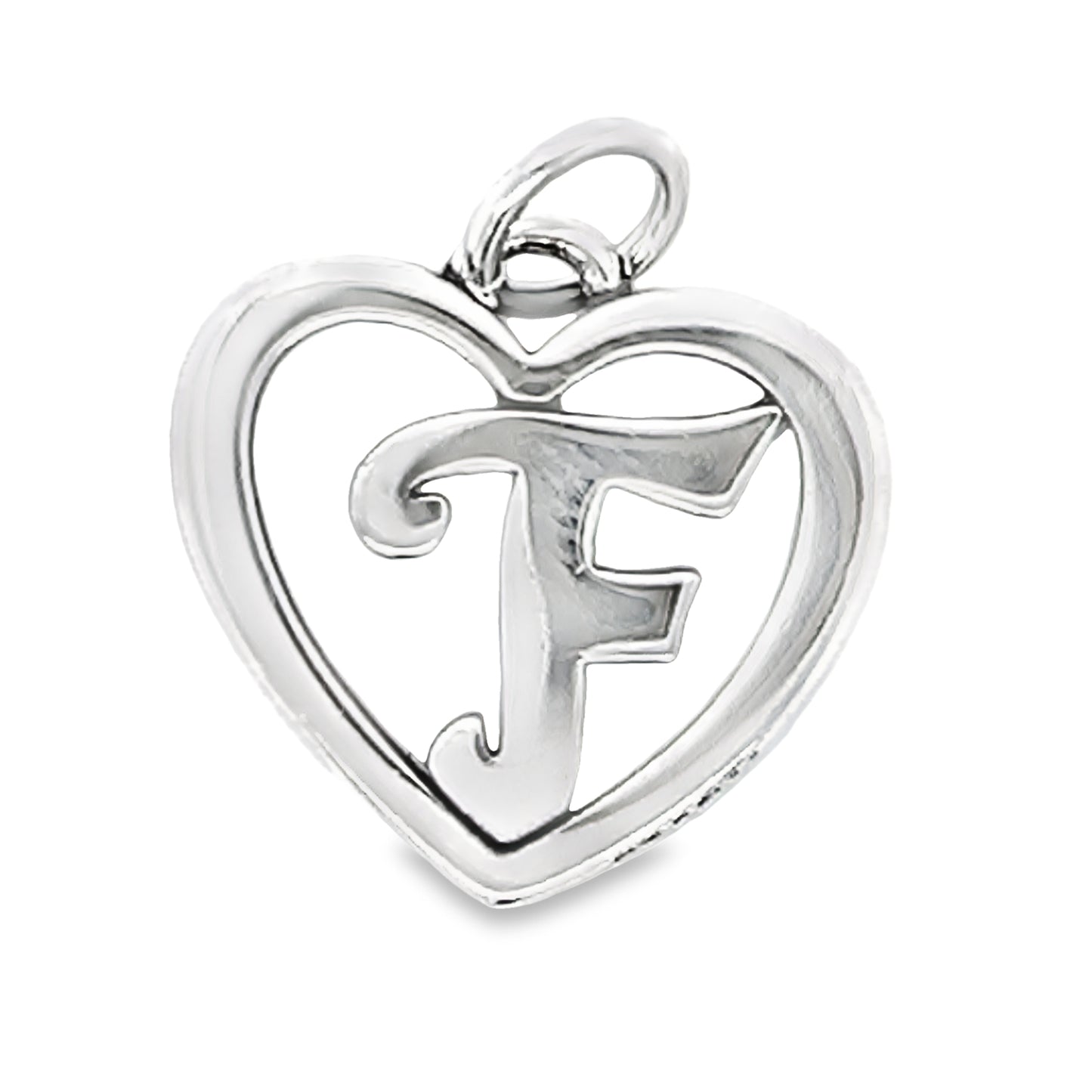 D747 Letter F Heart Pendant