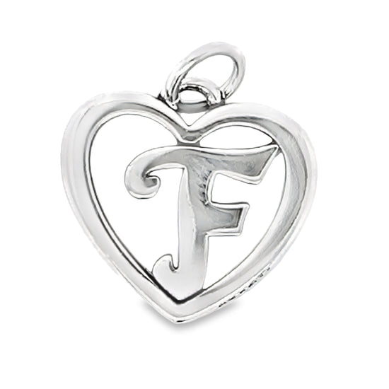 D747 Letter F Heart Pendant