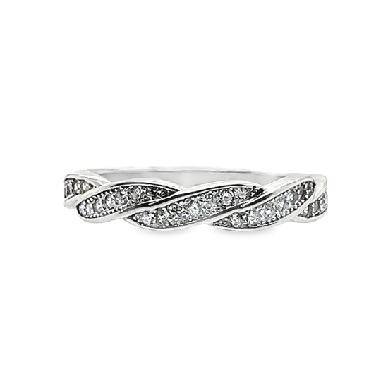 R393 Braid CZ Pave Ring