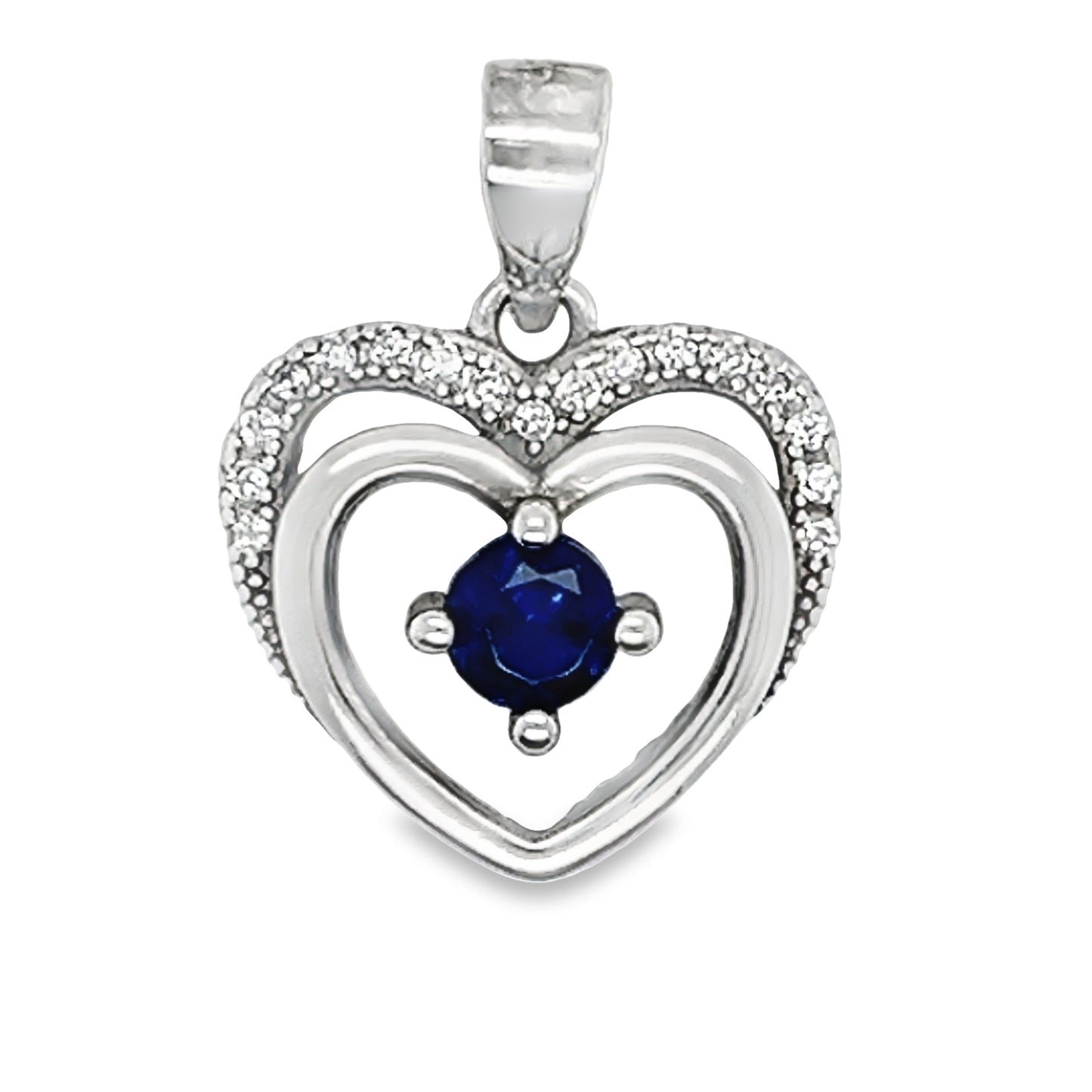 D455 Colgante de corazón con pavé de CZ azul oscuro