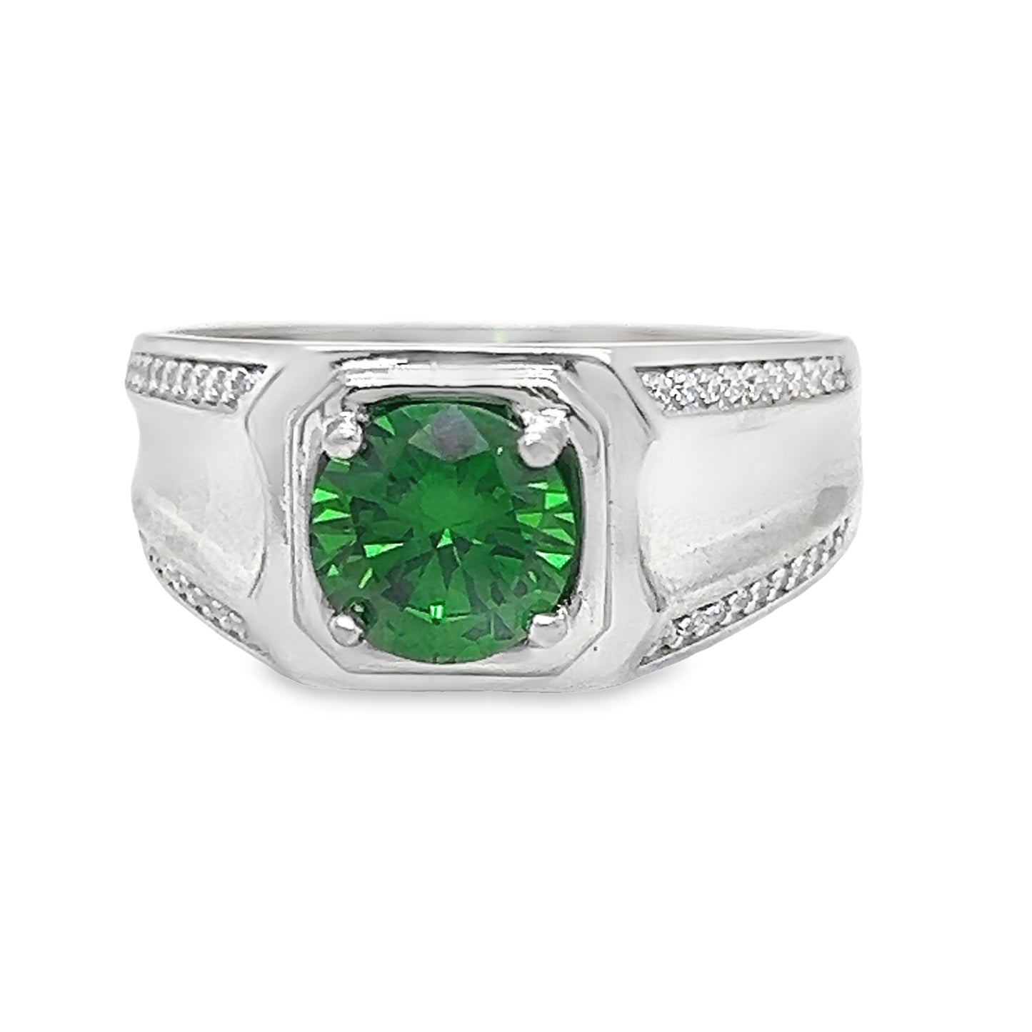 R293 Anillo con circonitas verdes