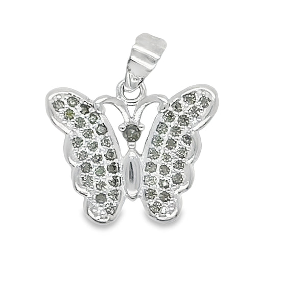 D514 Yellow Butterfly CZ Pave Pendant