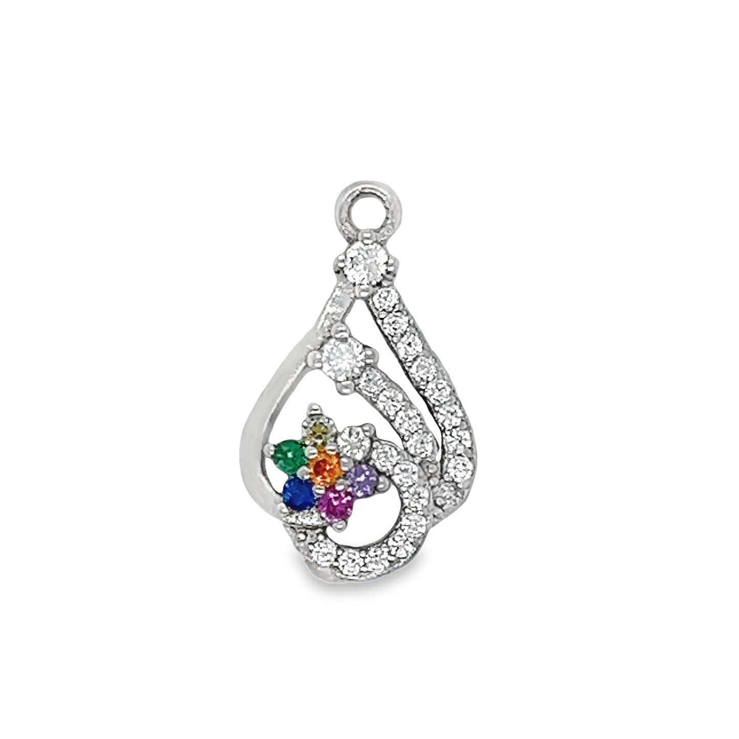 D128 Drop Multicolor CZ Pave Pendant