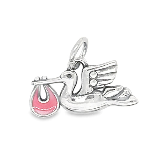 D1704 Pink Bird Charm Pendant