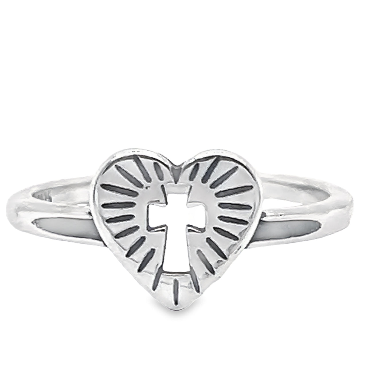 R840 Heart Cross Ring