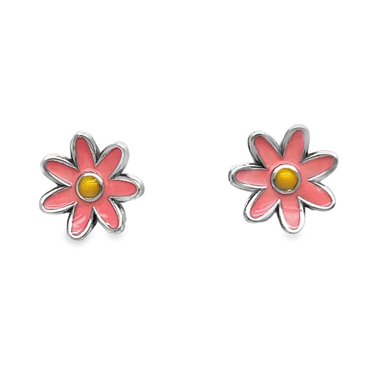 A825 Pendientes Mini Flor Rosa Poste