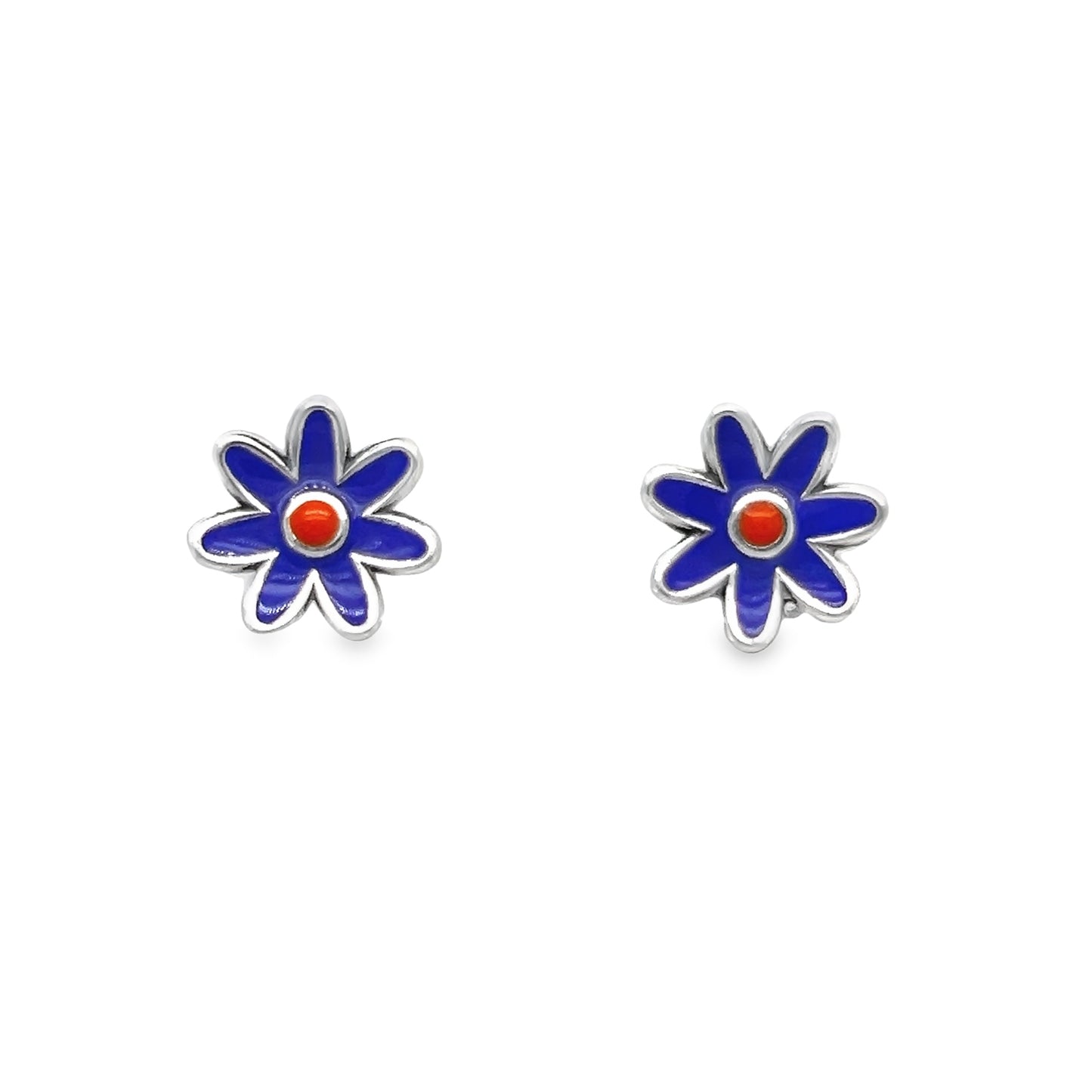 A824 Pendientes Mini Flor Morado Poste