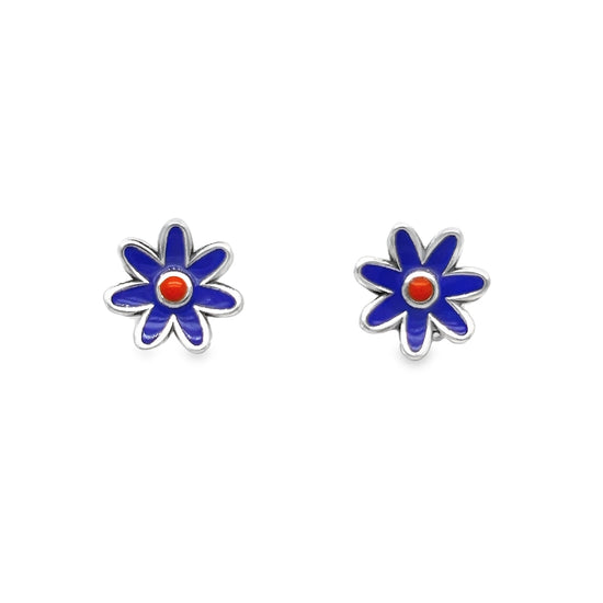 A824 Mini Flower Purple Post Earrings