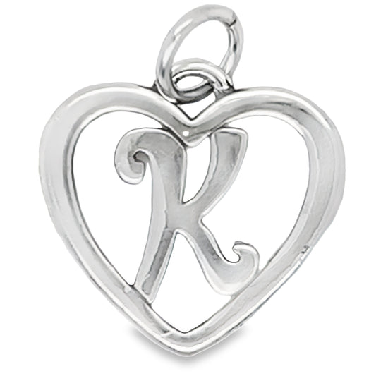 D743 Letter K Heart Pendant