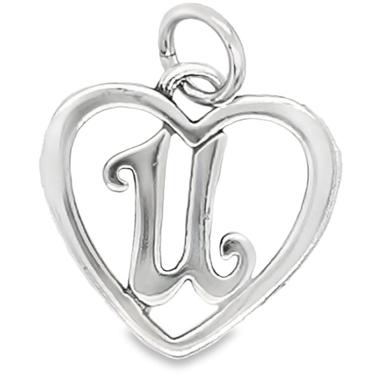 D756 Letter U Inside Heart Pendant