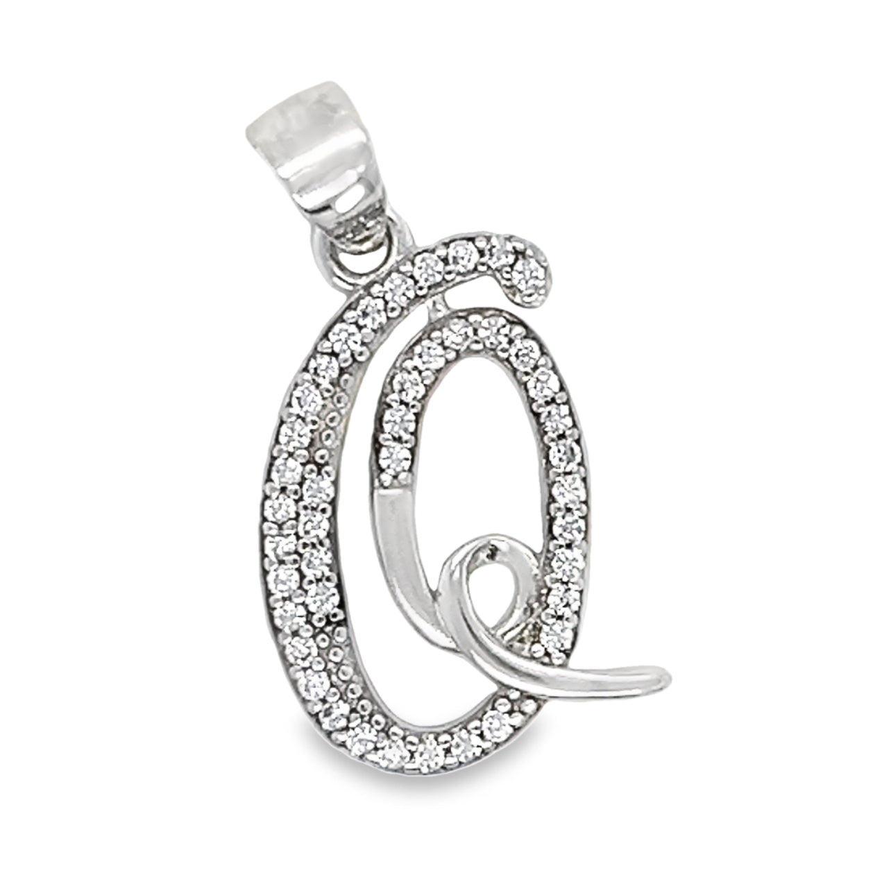 D763 Letter Q CZ Pave Pendant