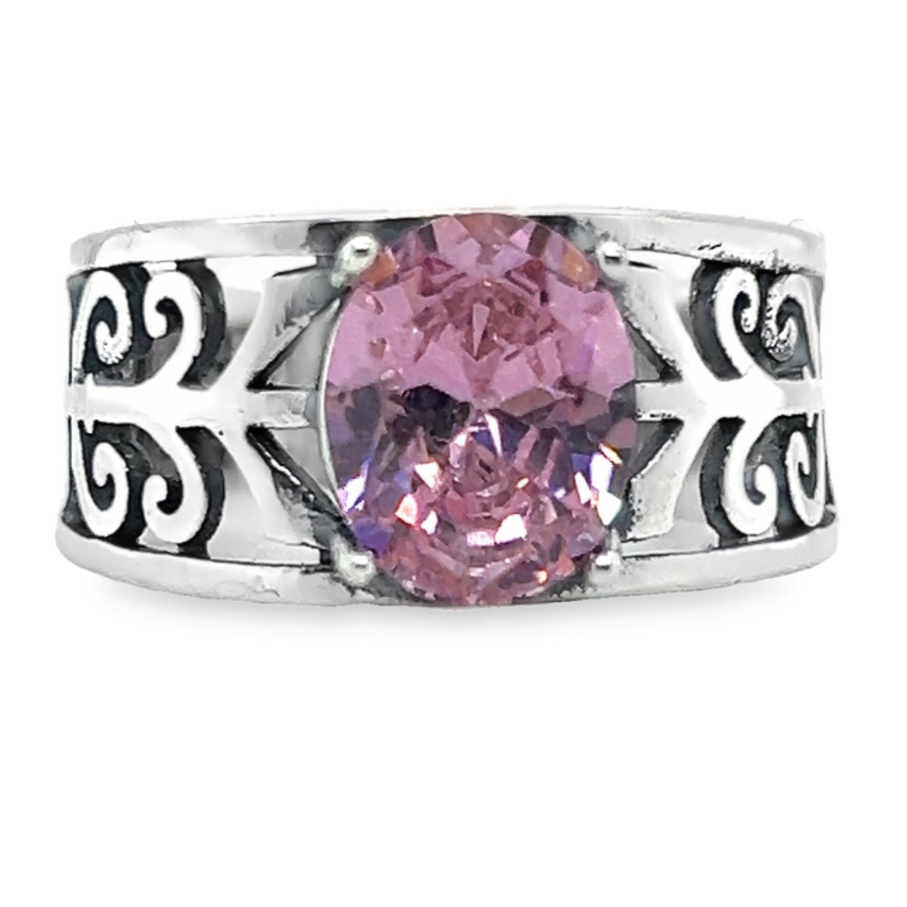 Anillo elegante con piedra rosa R861