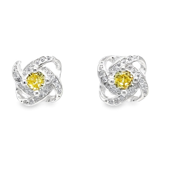 A201 Bright Loop With Yellow Center Post Earrings