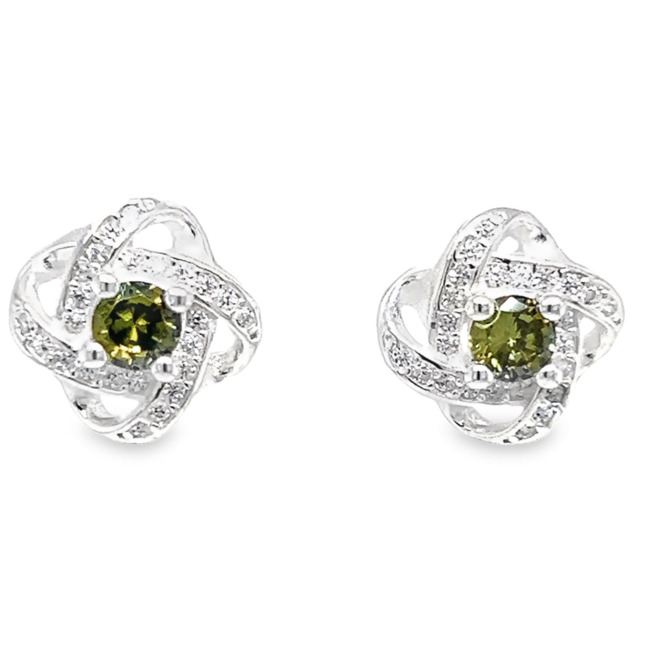 A288 Bright Loop With Green Center Post Earrings