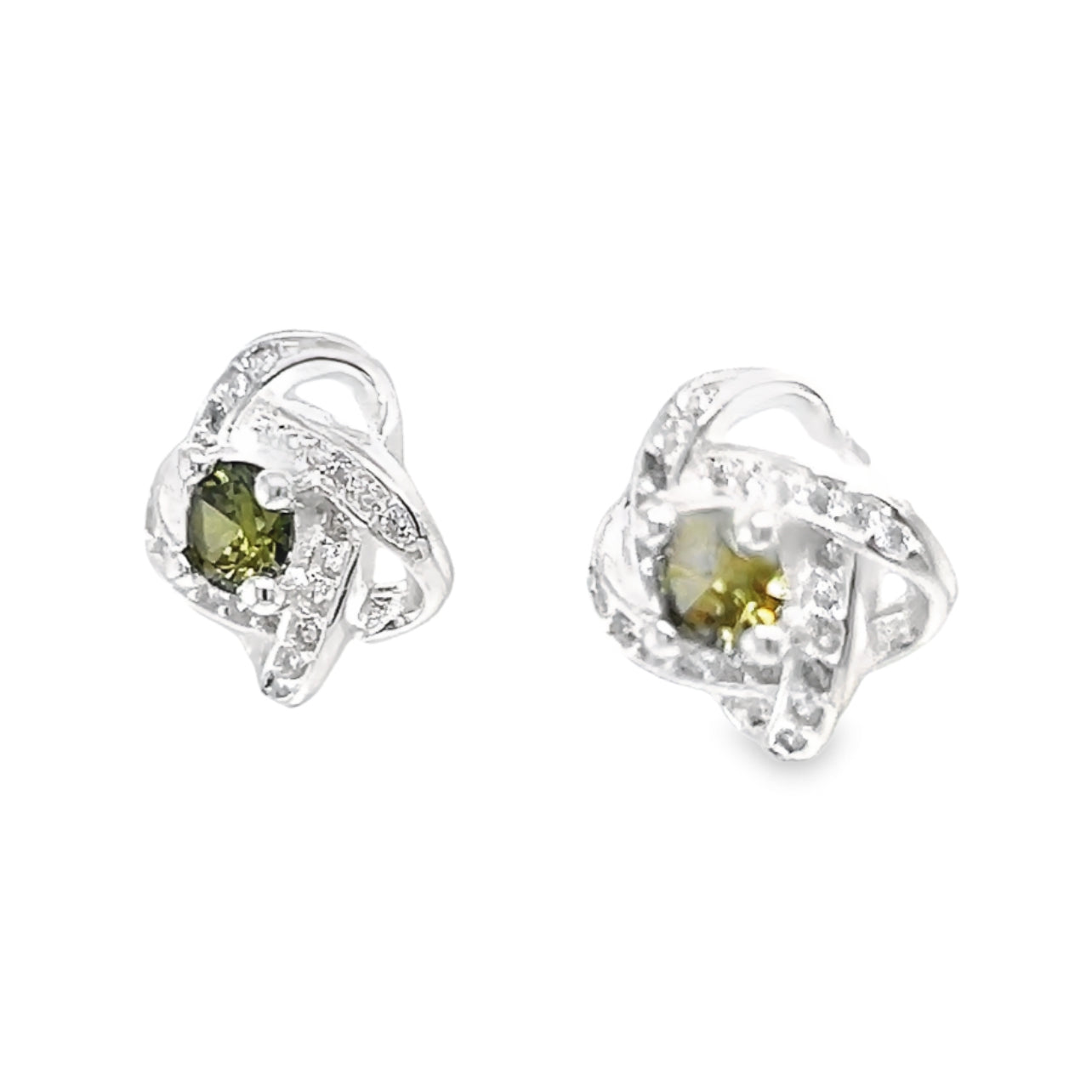 A288 Bright Loop With Green Center Post Earrings