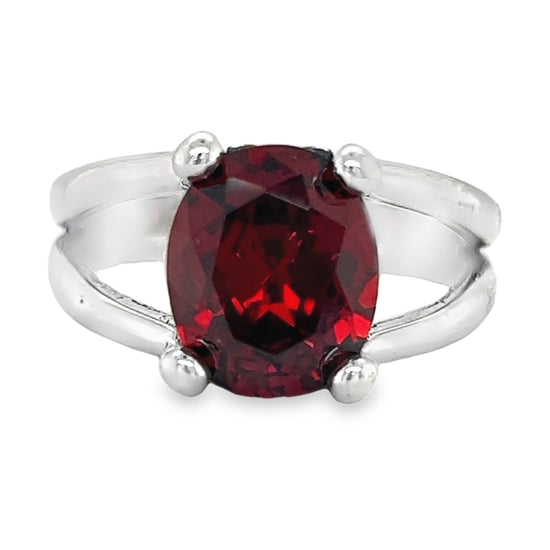 R866 Anillo Elegante Piedra Roja