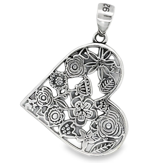 D1865 Heart Flower leaves Pendant