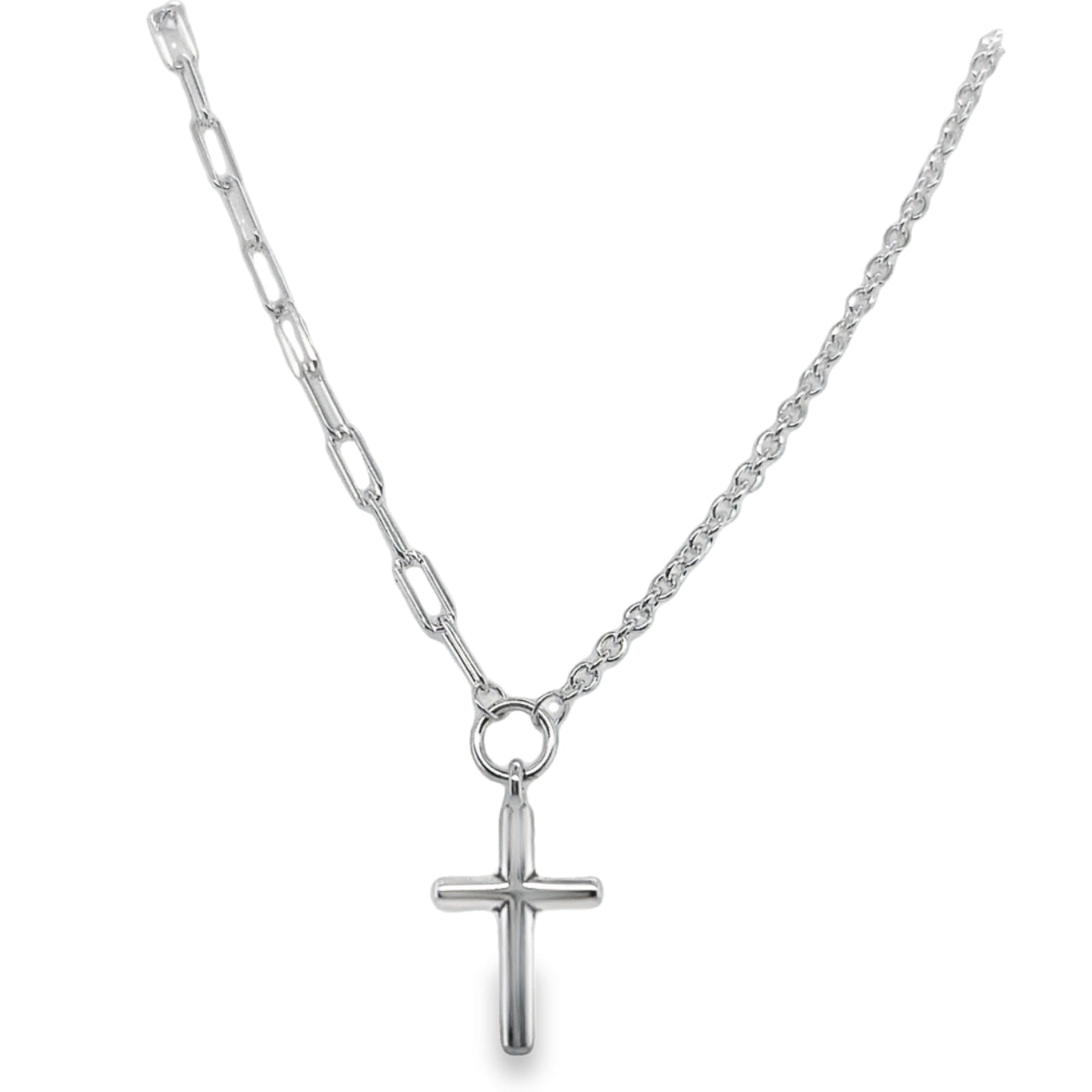 CA296 Cross Paperclip Necklace