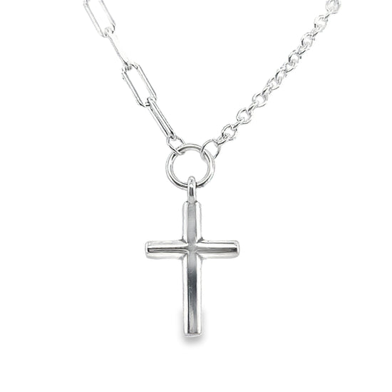 CA296 Cross Paperclip Necklace