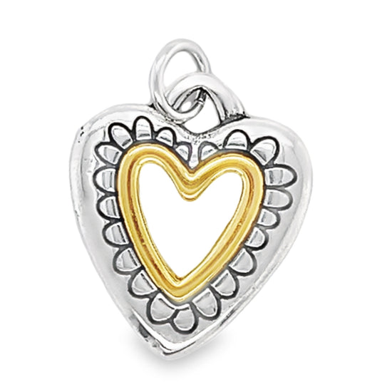 D1736 Heart With Gold Open Heart  Pendant