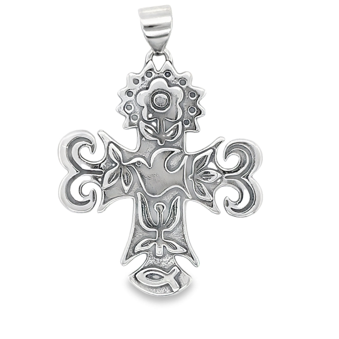 D1752 Big Dove Cross Pendant