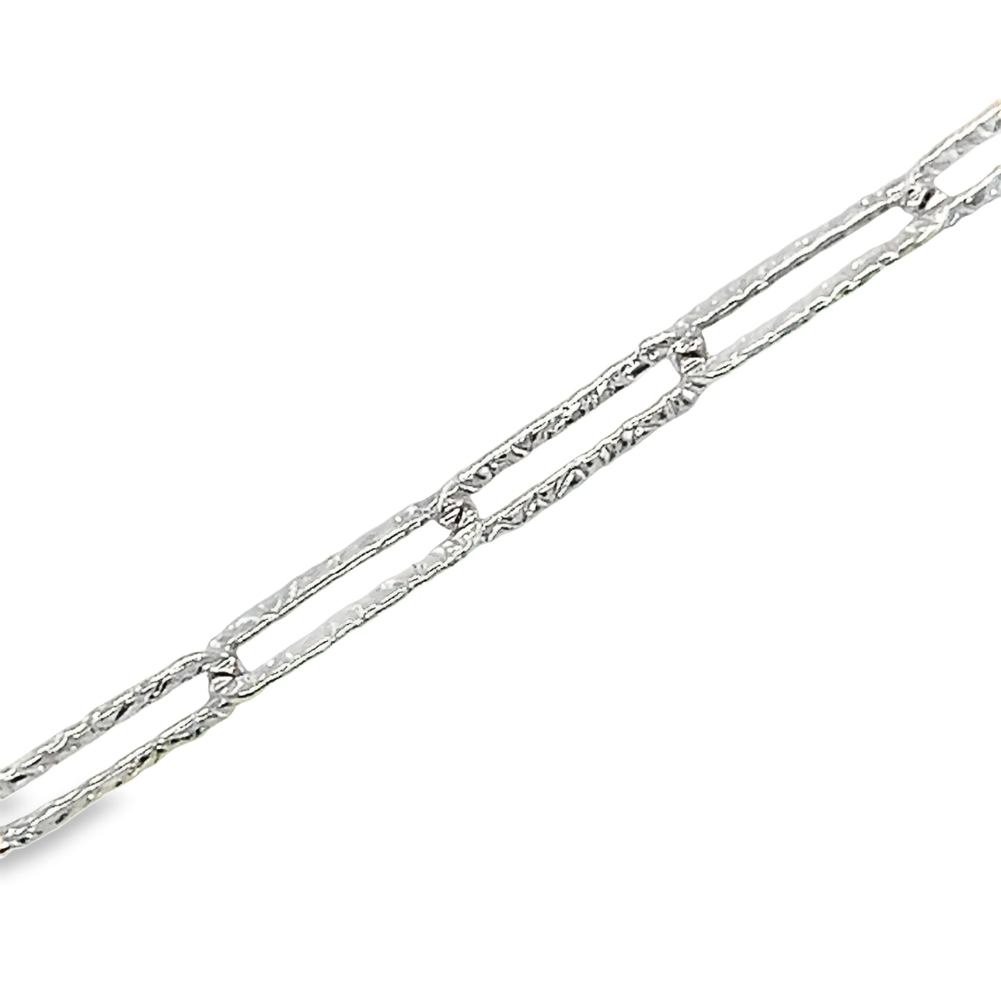 CA187 Paperclip Link Hammered Chain Necklace 3.5mm