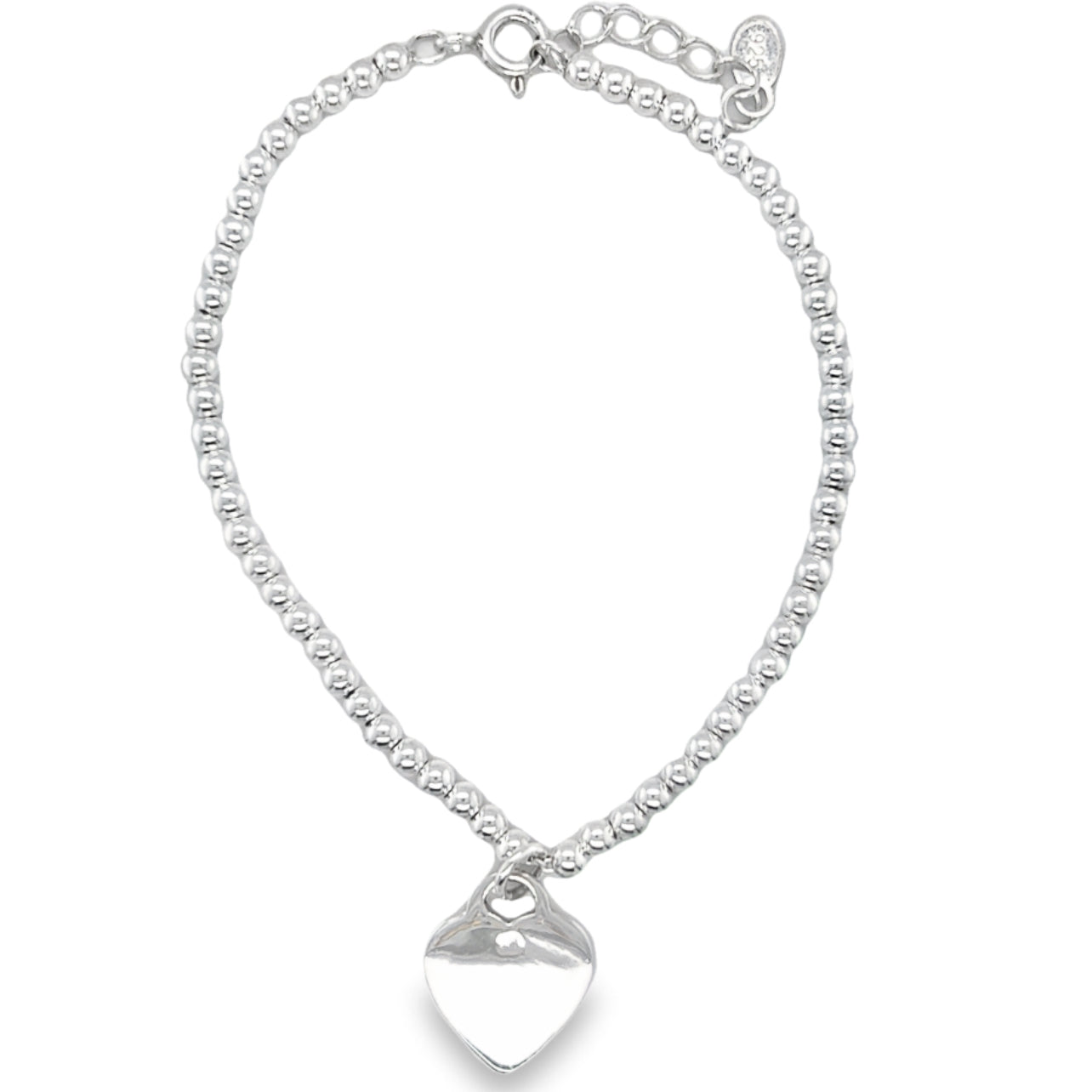 M291 Heart Silver Bead Bracelet