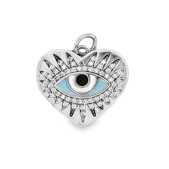 D1204 Colgante de ojo de corazón azul hielo