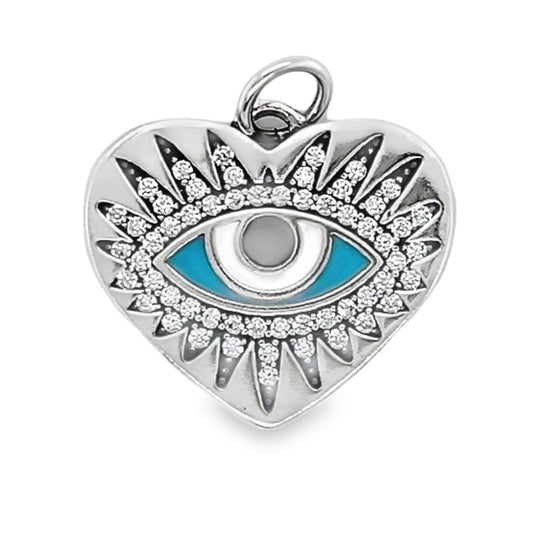 D1205 Colgante de ojo de corazón azul claro