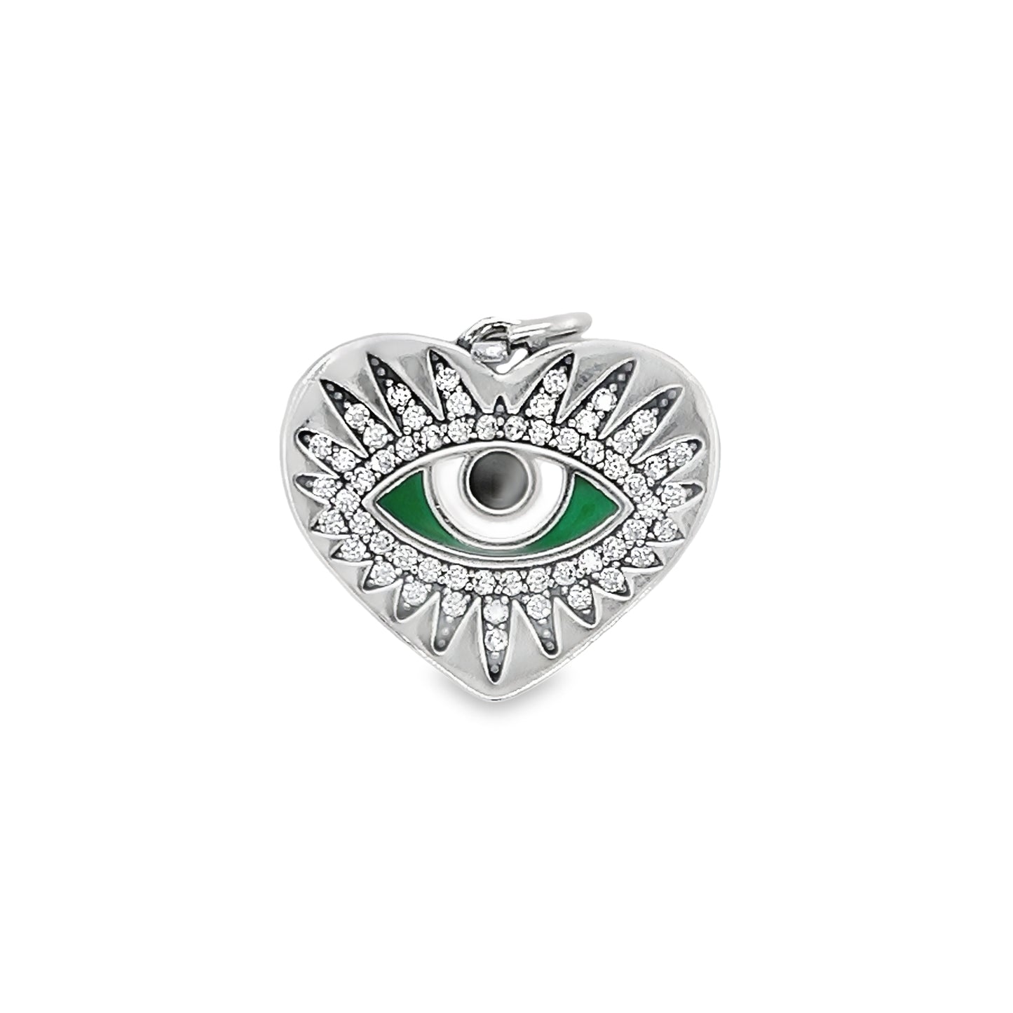 D1202 Green Heart Eye Pendant